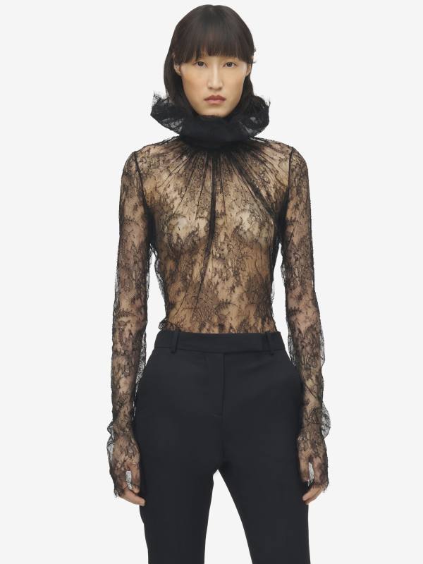 ALEXANDER MCQUEEN - Floral Lace Top - Item 849834QZAPW1000
